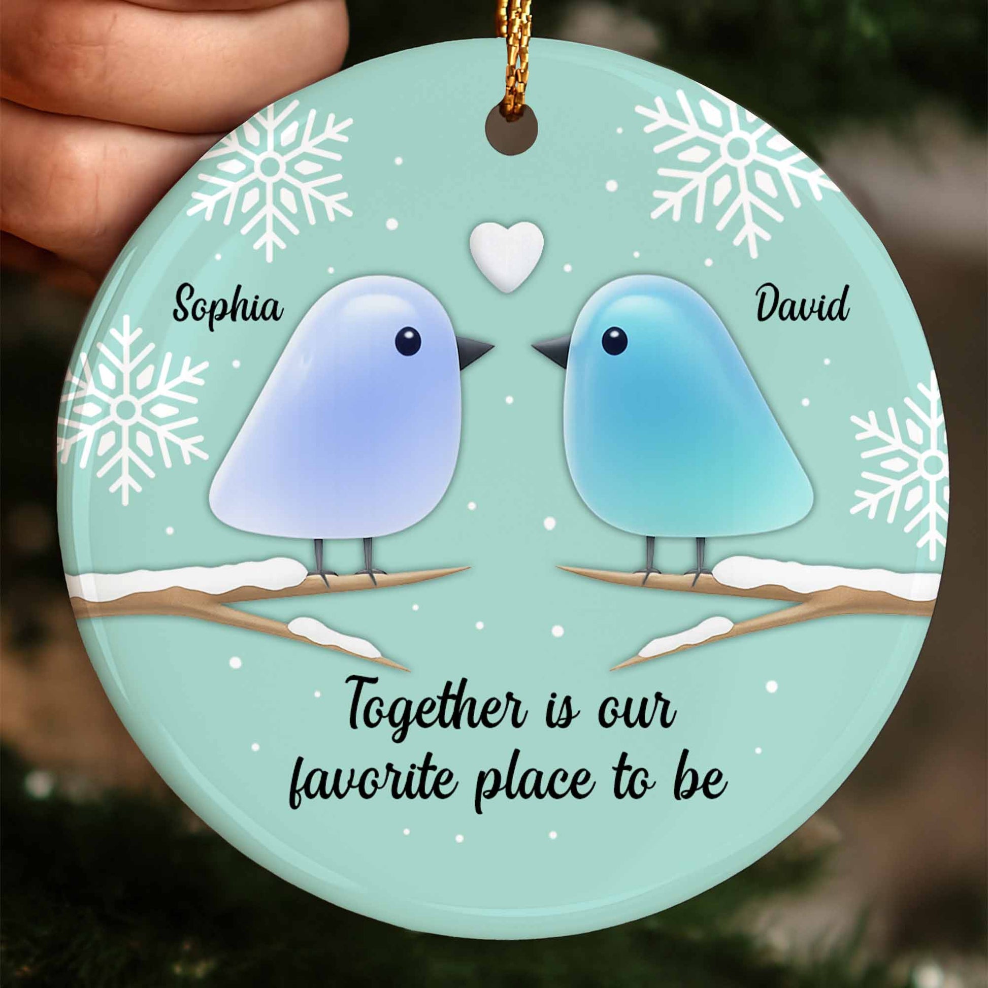 Together Is Our Favorite Place To Be With Birds and Snowflakes