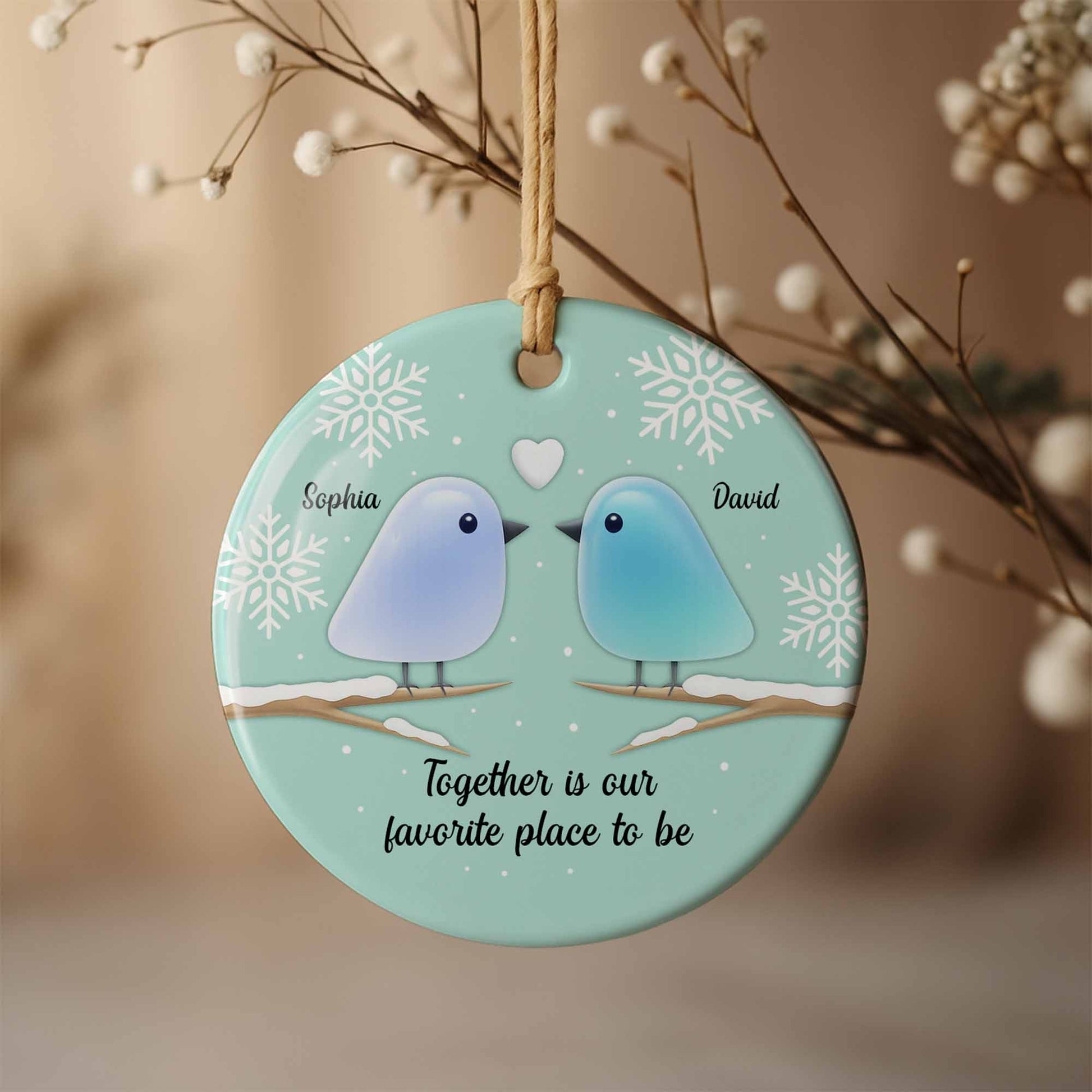 Together Is Our Favorite Place To Be With Birds and Snowflakes