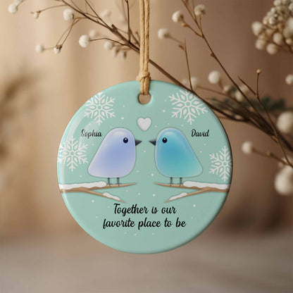 Together Is Our Favorite Place To Be With Birds and Snowflakes