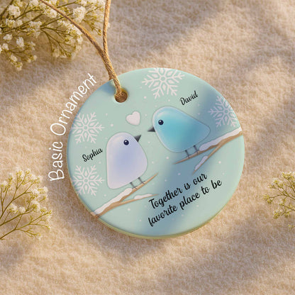 Together Is Our Favorite Place To Be With Birds and Snowflakes