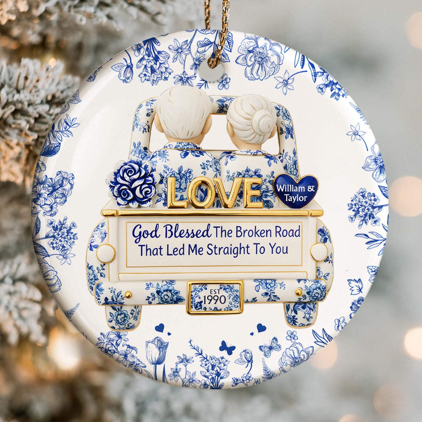 God Blessed The Broken Road, Love And Floral Car Design