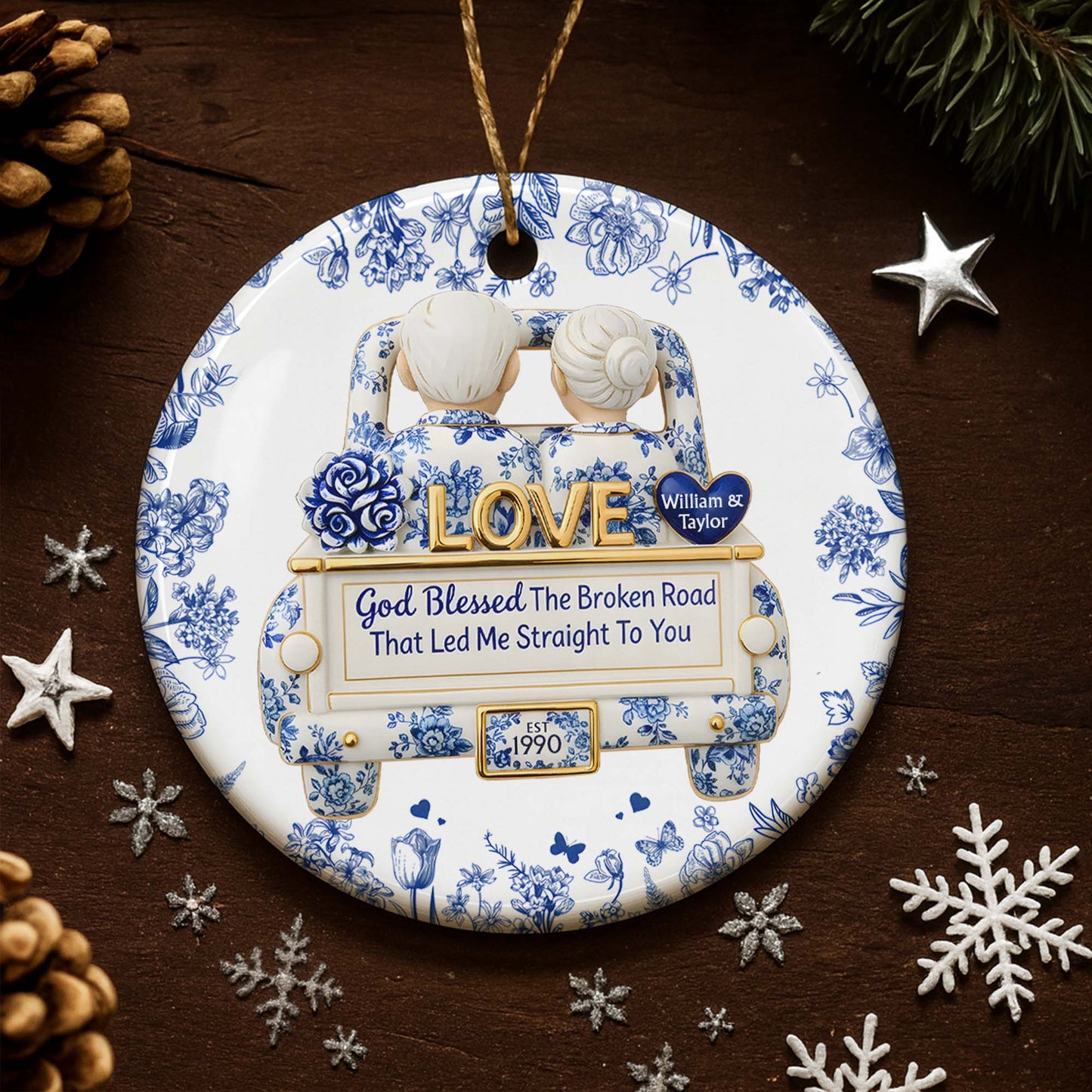 God Blessed The Broken Road, Love And Floral Car Design