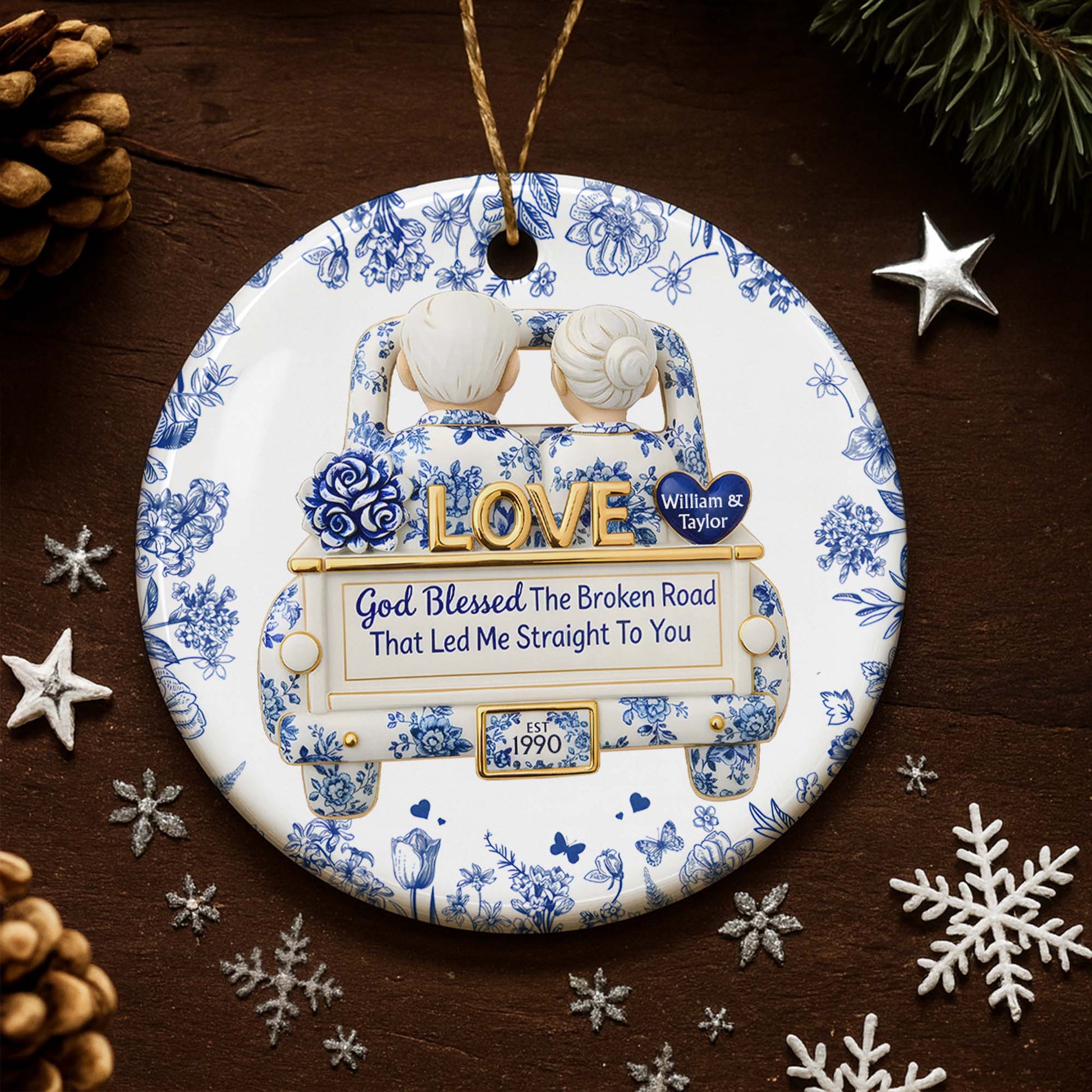 God Blessed The Broken Road, Love And Floral Car Design