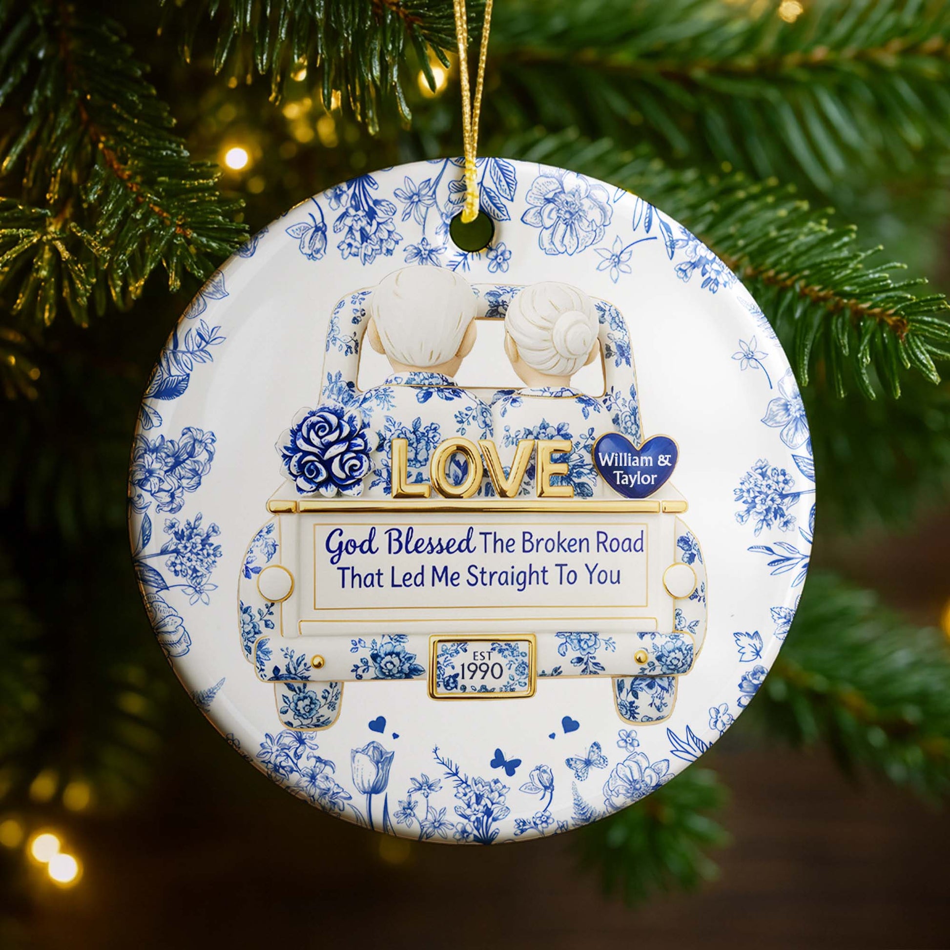 God Blessed The Broken Road, Love And Floral Car Design