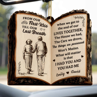 From Our First Kiss Till Our Last Breath, Book Shaped Ornament With Couple