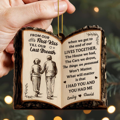 From Our First Kiss Till Our Last Breath, Book Shaped Ornament With Couple