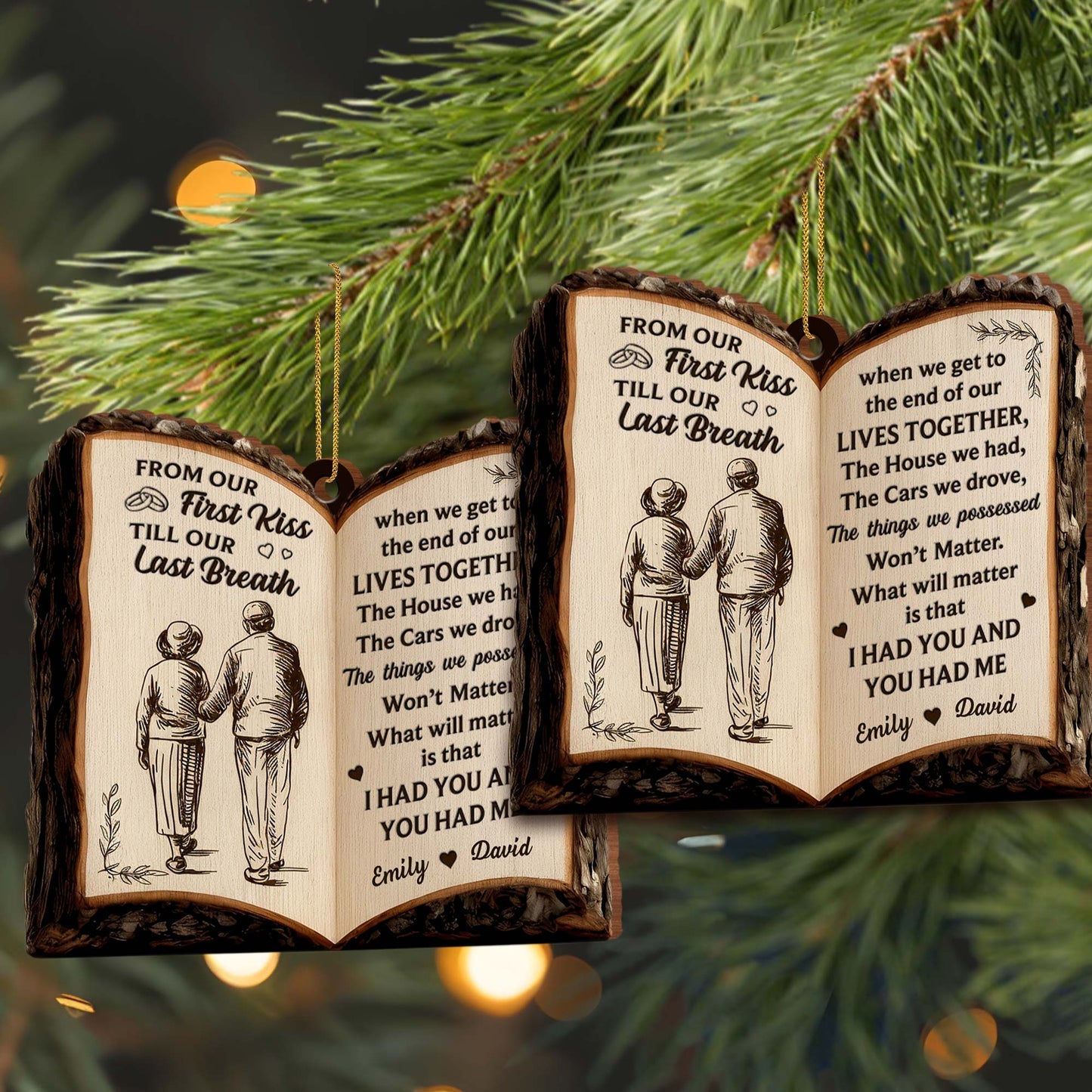 From Our First Kiss Till Our Last Breath, Book Shaped Ornament With Couple