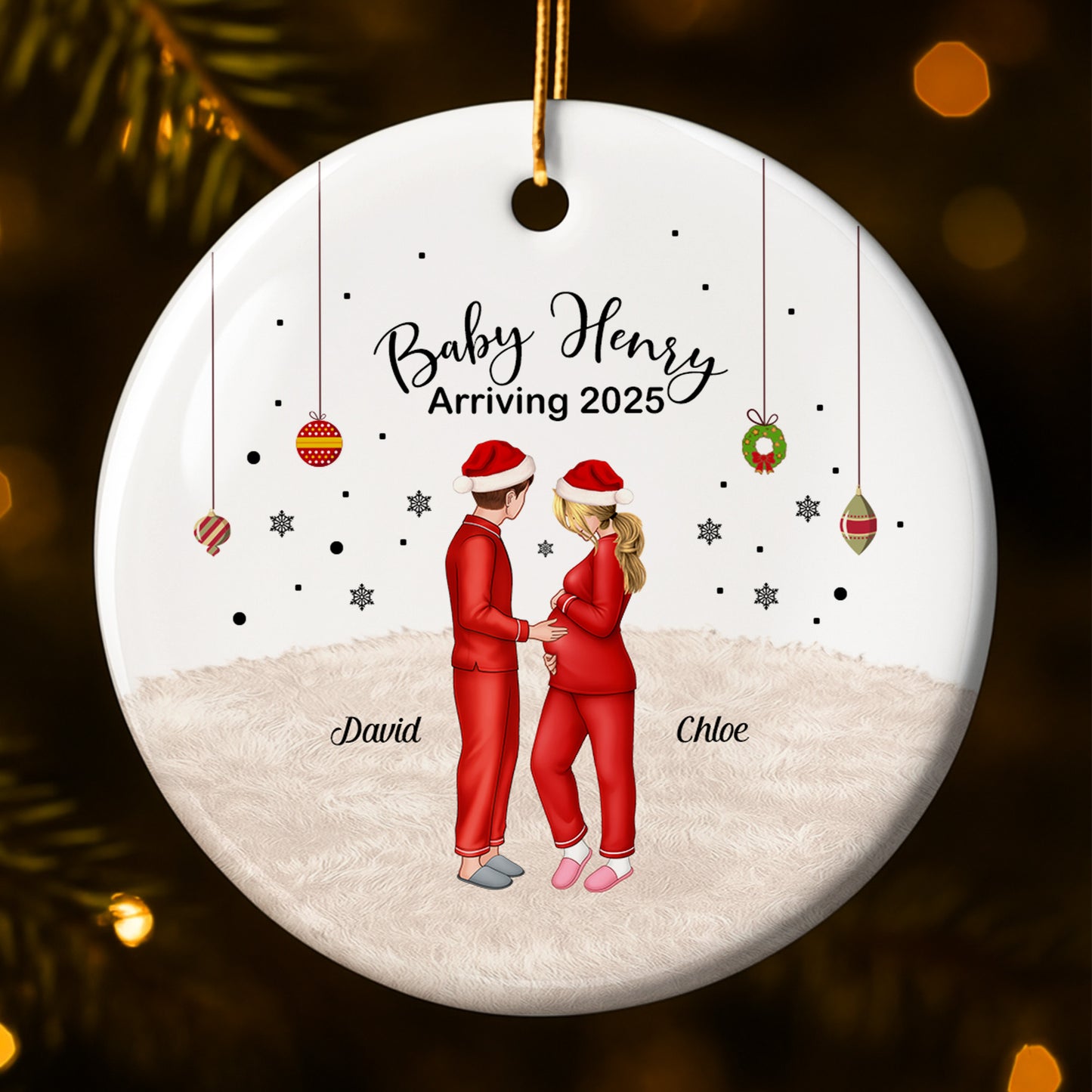Celebrate The Arrival Of Your Newest Family Member, Couple In Santa Hats