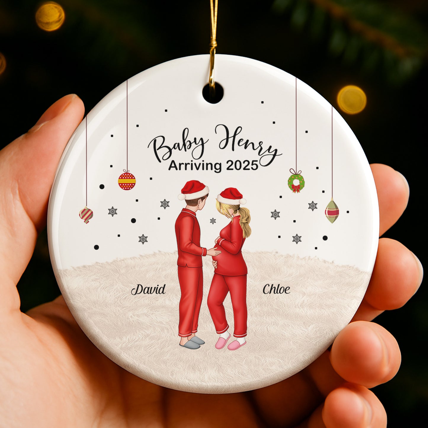 Celebrate The Arrival Of Your Newest Family Member, Couple In Santa Hats