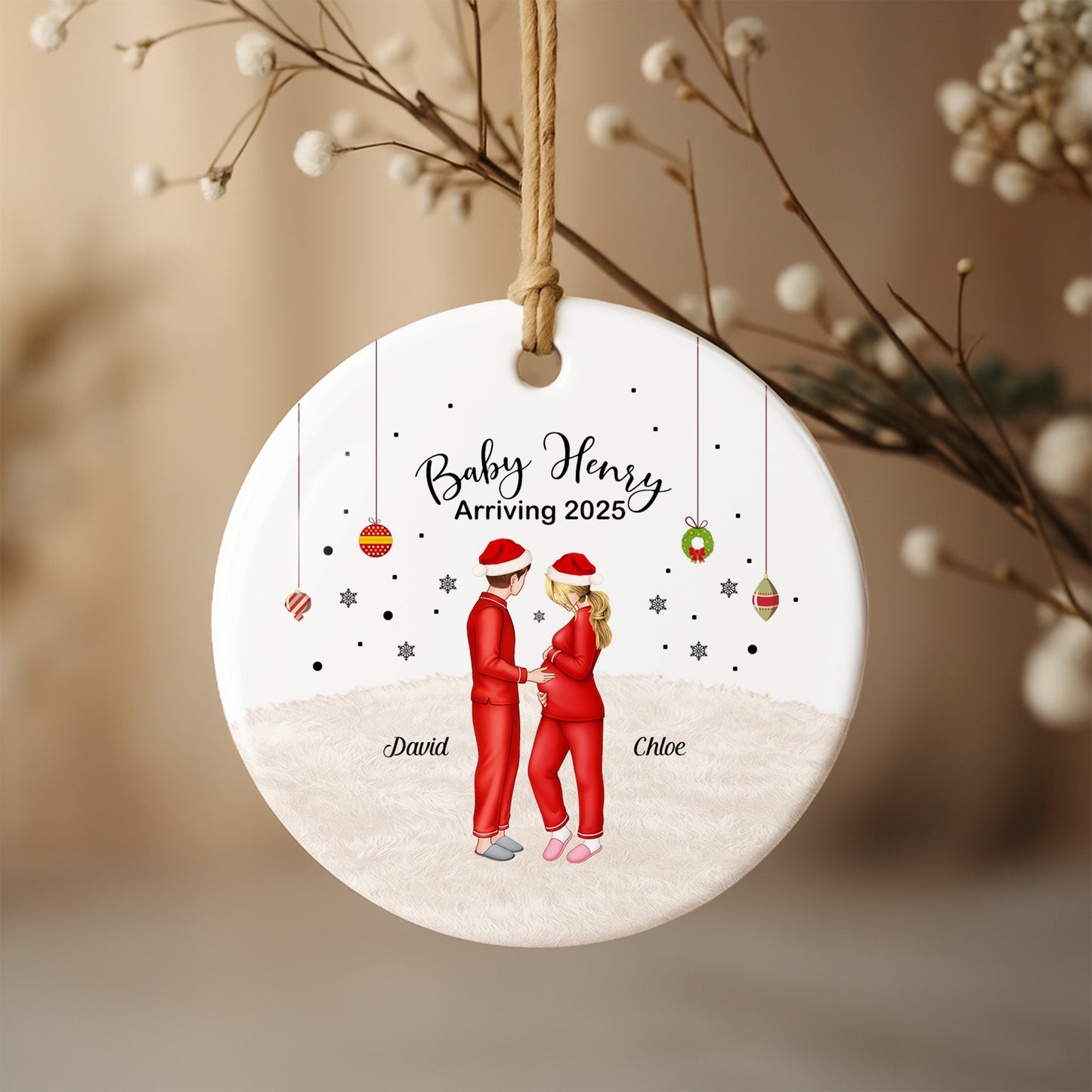 Celebrate The Arrival Of Your Newest Family Member, Couple In Santa Hats