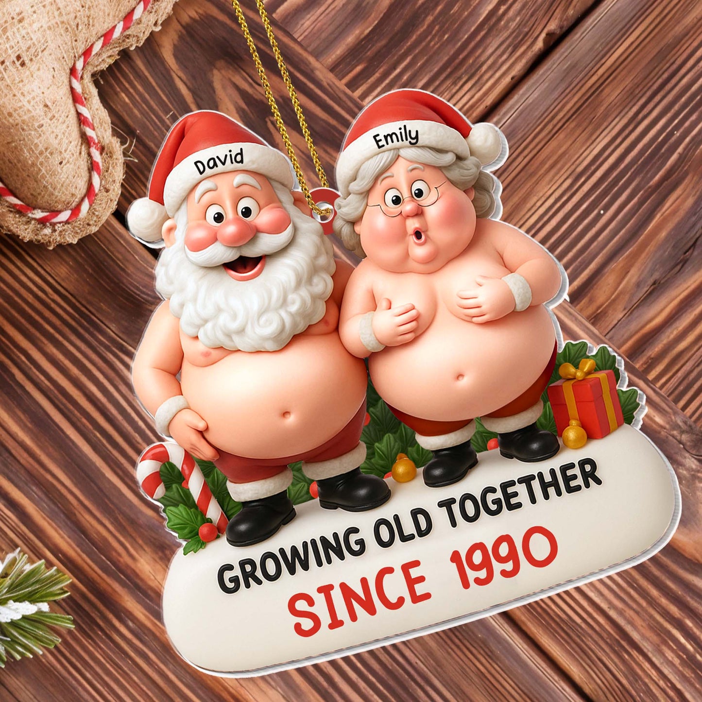 Growing Old Together, Santa And Mrs. Claus Ornament