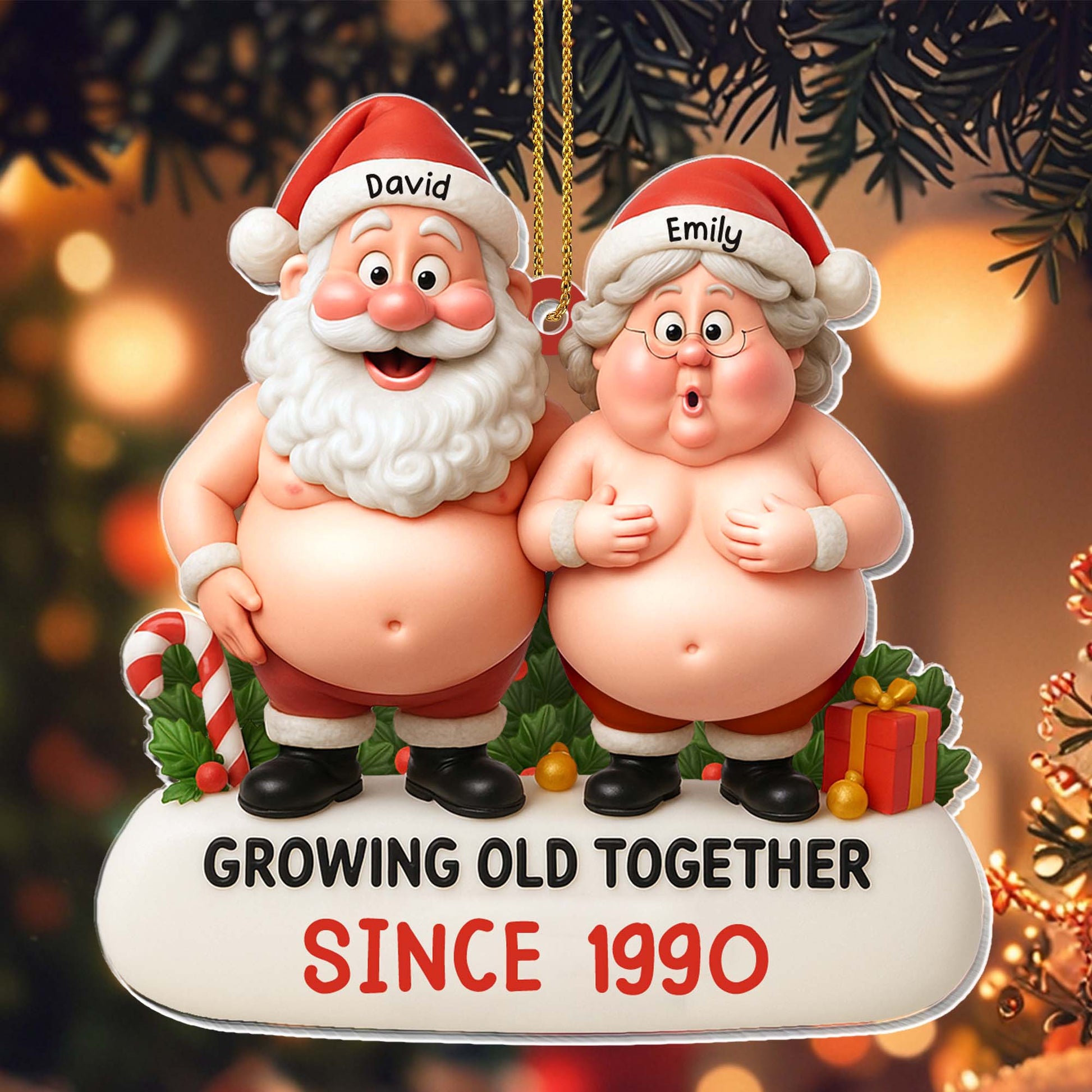 Growing Old Together, Santa And Mrs. Claus Ornament