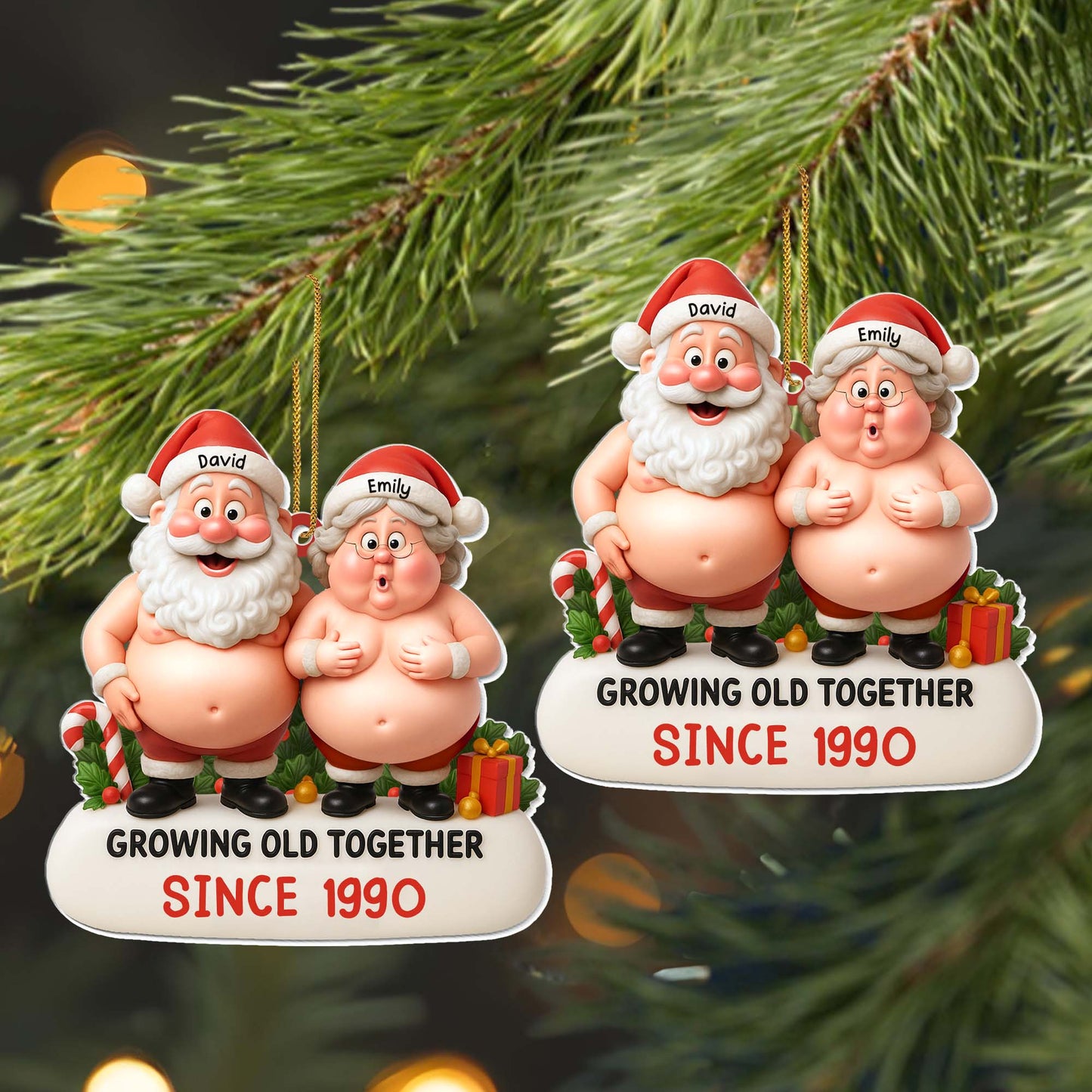 Growing Old Together, Santa And Mrs. Claus Ornament