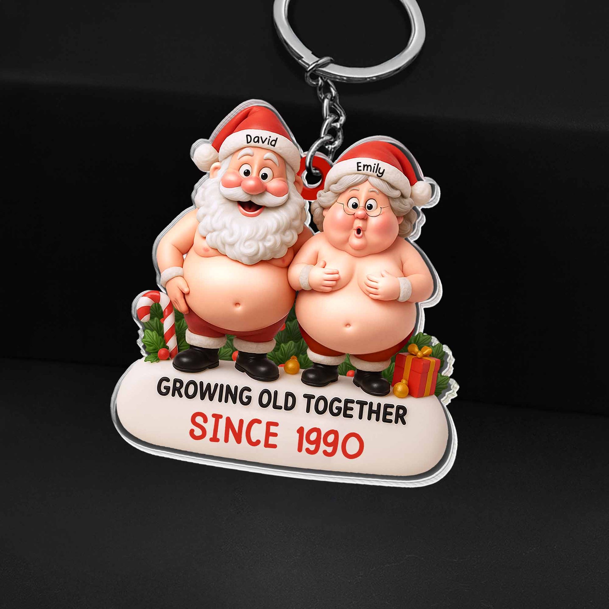 Growing Old Together, Santa Claus And Mrs. Claus Keychain