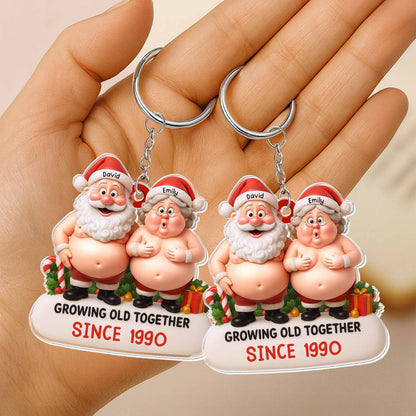 Growing Old Together, Santa Claus And Mrs. Claus Keychain