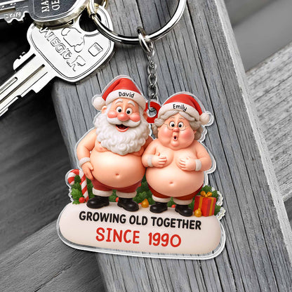 Growing Old Together, Santa Claus And Mrs. Claus Keychain