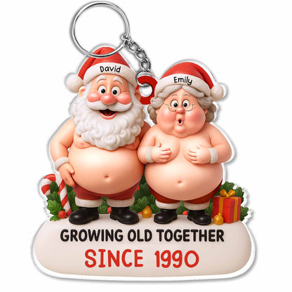 Growing Old Together, Santa Claus And Mrs. Claus Keychain