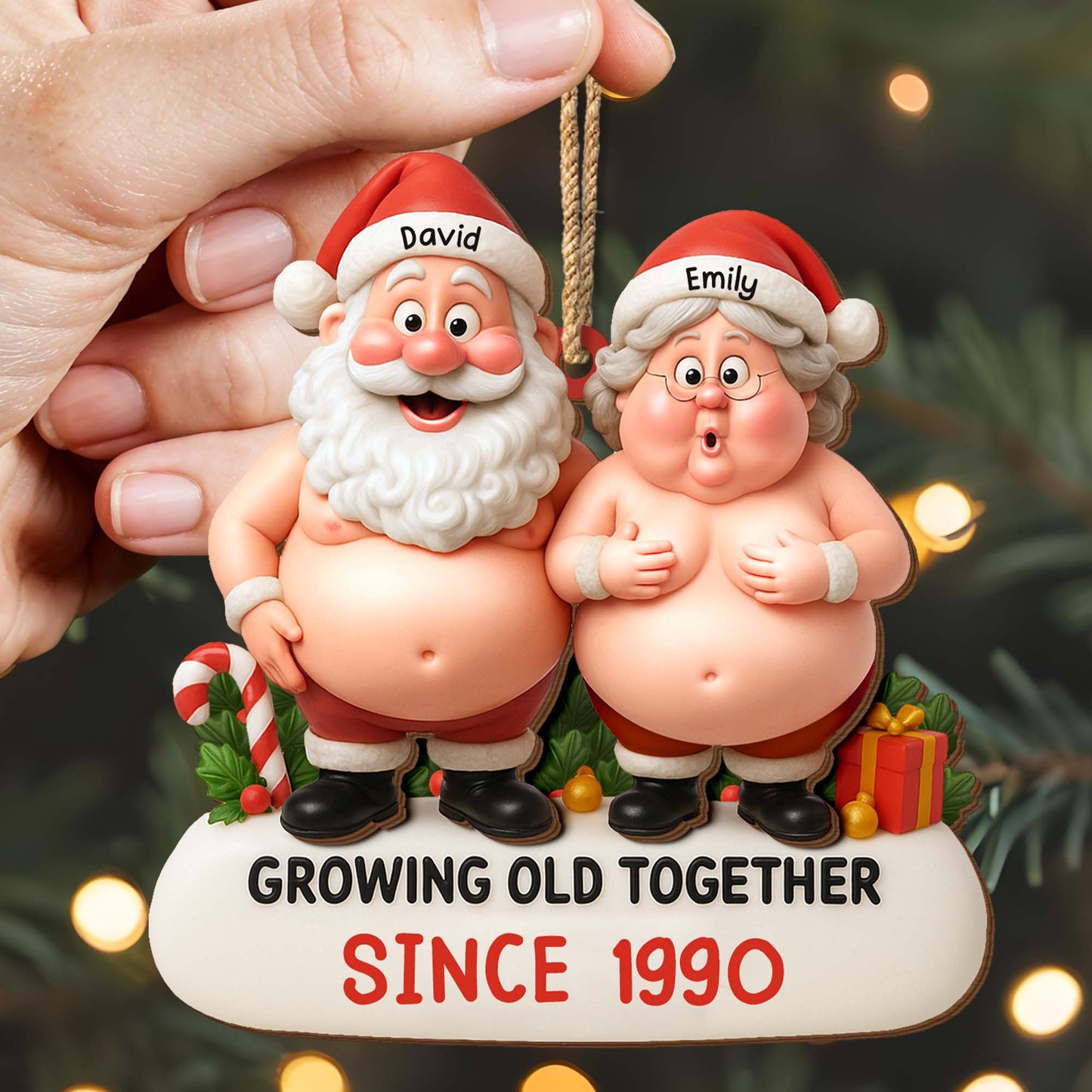 Growing Old Together Santa Claus Christmas Ornament