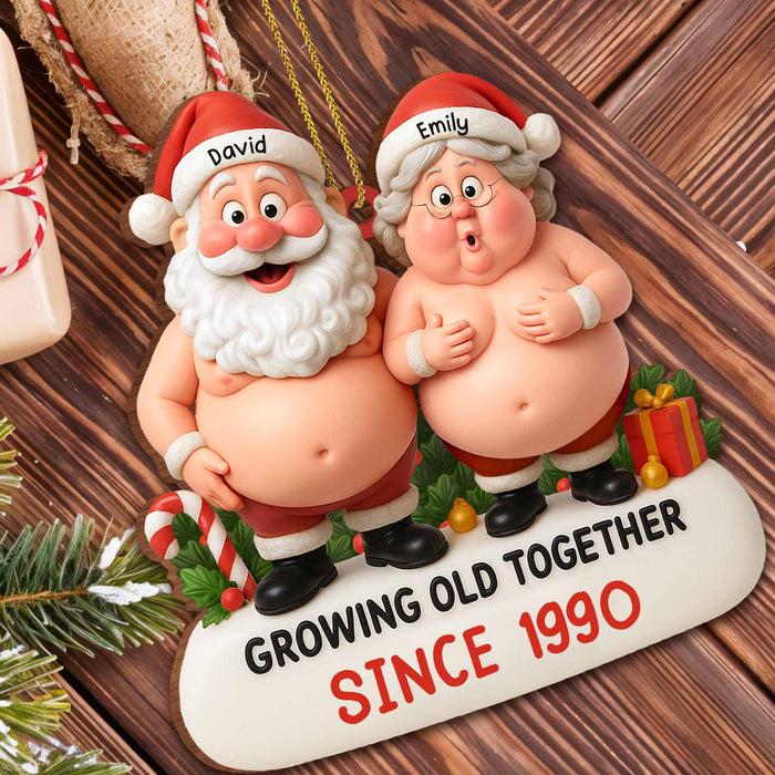 Growing Old Together, Santa And Mrs. Claus Ornament - Personalized Custom Wood Ornament, Custom Shaped - CPL798_WDO