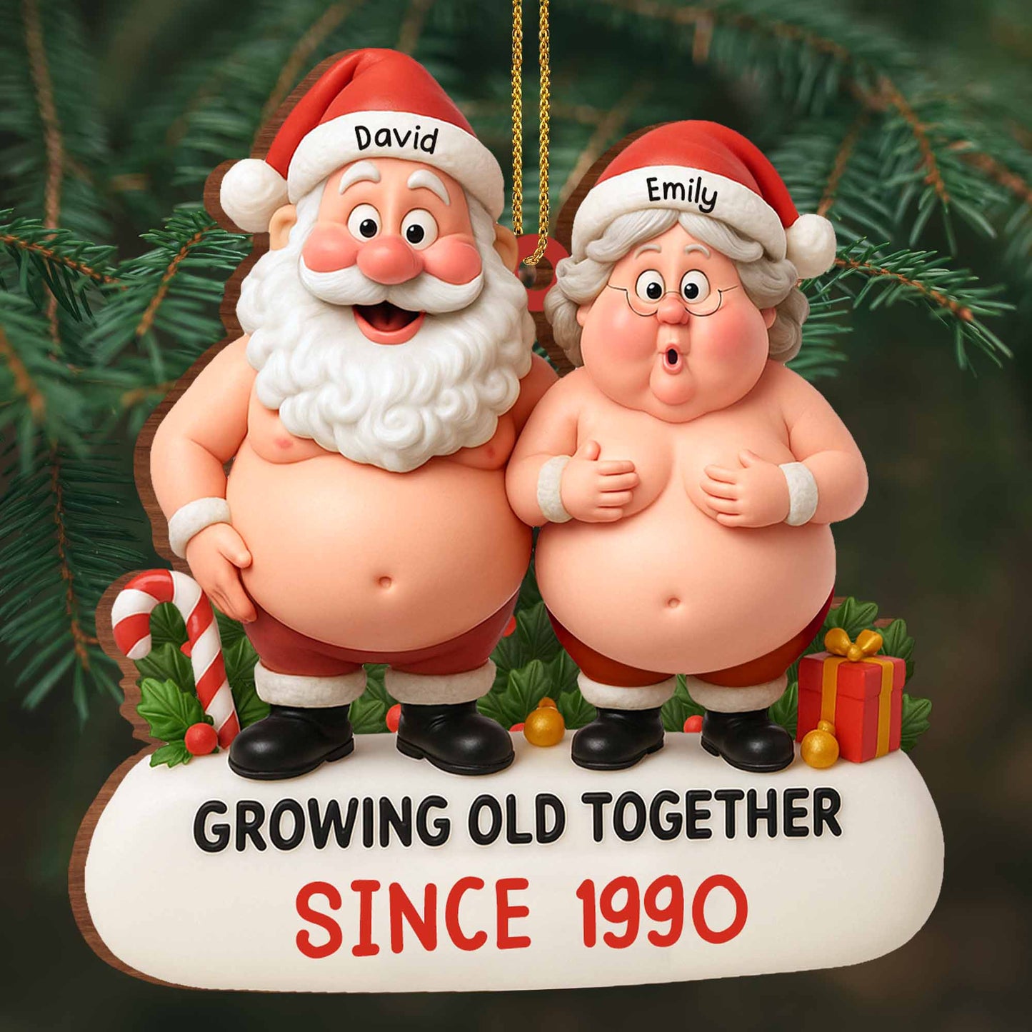Growing Old Together, Santa And Mrs. Claus Ornament