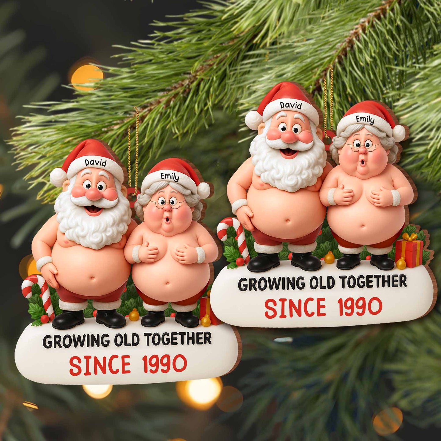 Growing Old Together, Santa And Mrs. Claus Ornament