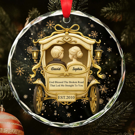 God Blessed The Broken Road, Carriage And Snowflakes Design