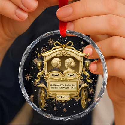 God Blessed The Broken Road, Carriage And Snowflakes Design