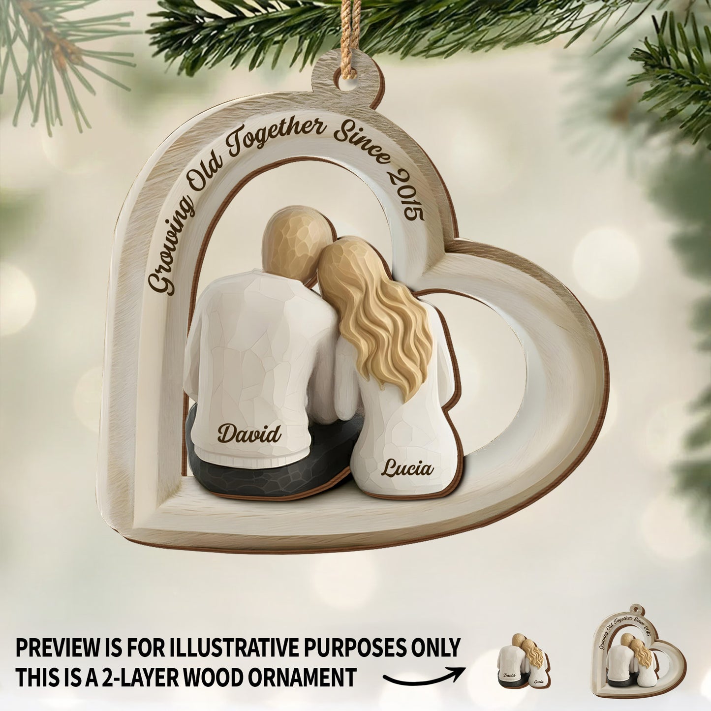 Growing Old Together Since, Couple And Heart Shape