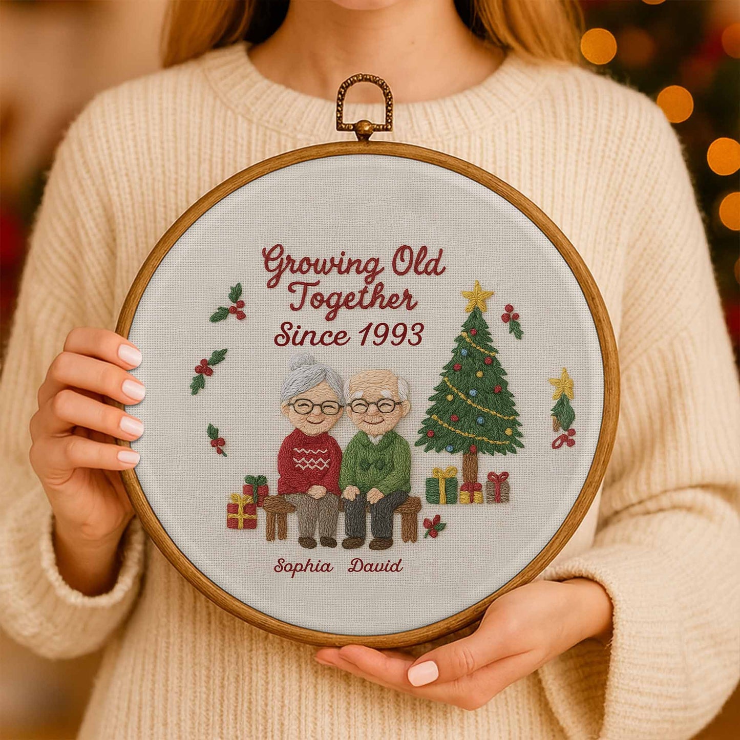 Growing Old Together, Elderly Couple And Christmas Tree