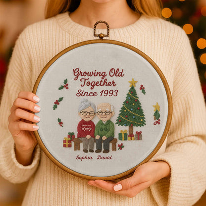 Growing Old Together, Elderly Couple And Christmas Tree