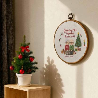 Growing Old Together, Elderly Couple And Christmas Tree