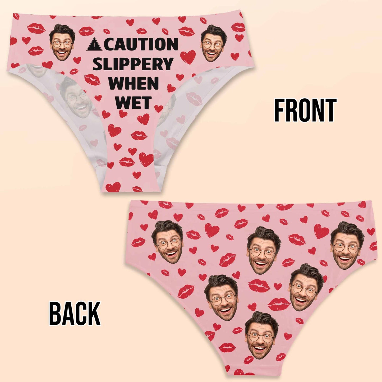 Caution Slippery When Wet With Lips And Faces