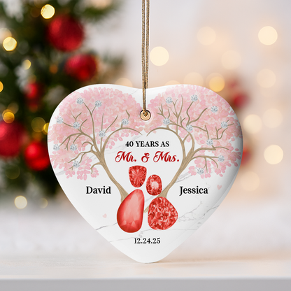 40 Years As Mr And Mrs, Heart And Flowers