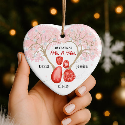 40 Years As Mr And Mrs, Heart And Flowers