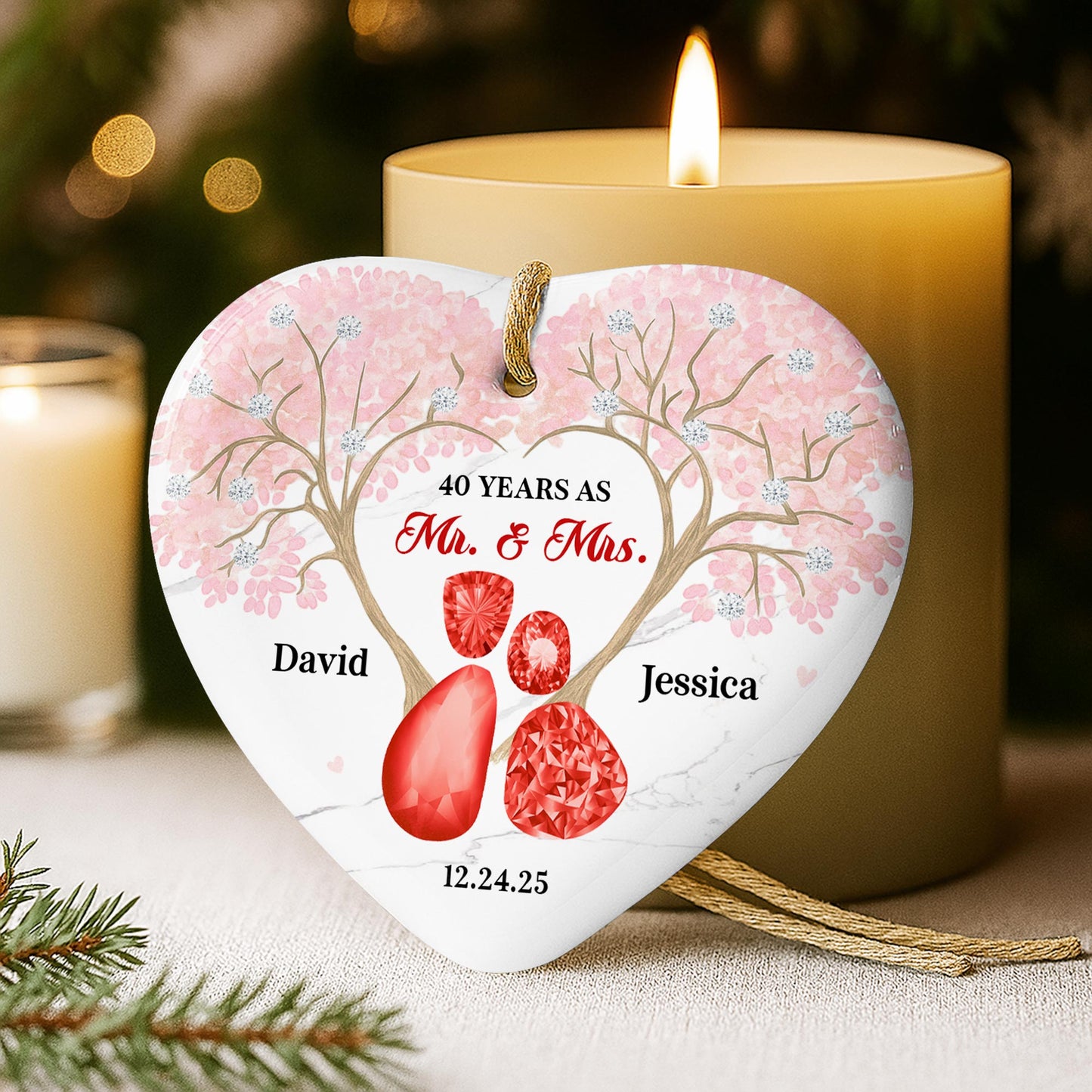 40 Years As Mr And Mrs, Heart And Flowers