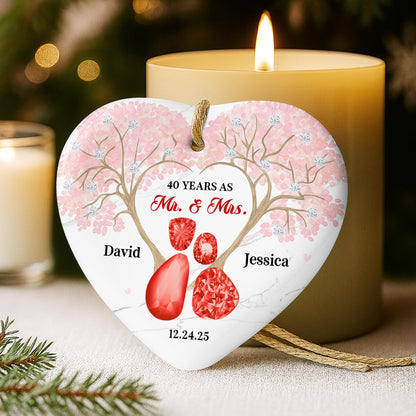 40 Years As Mr And Mrs, Heart And Flowers