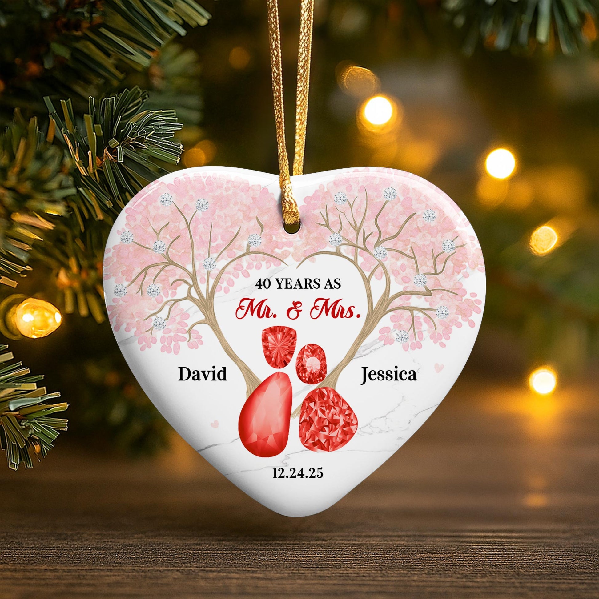 40 Years As Mr And Mrs, Heart And Flowers