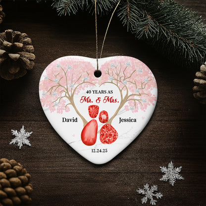 40 Years As Mr And Mrs, Heart And Flowers