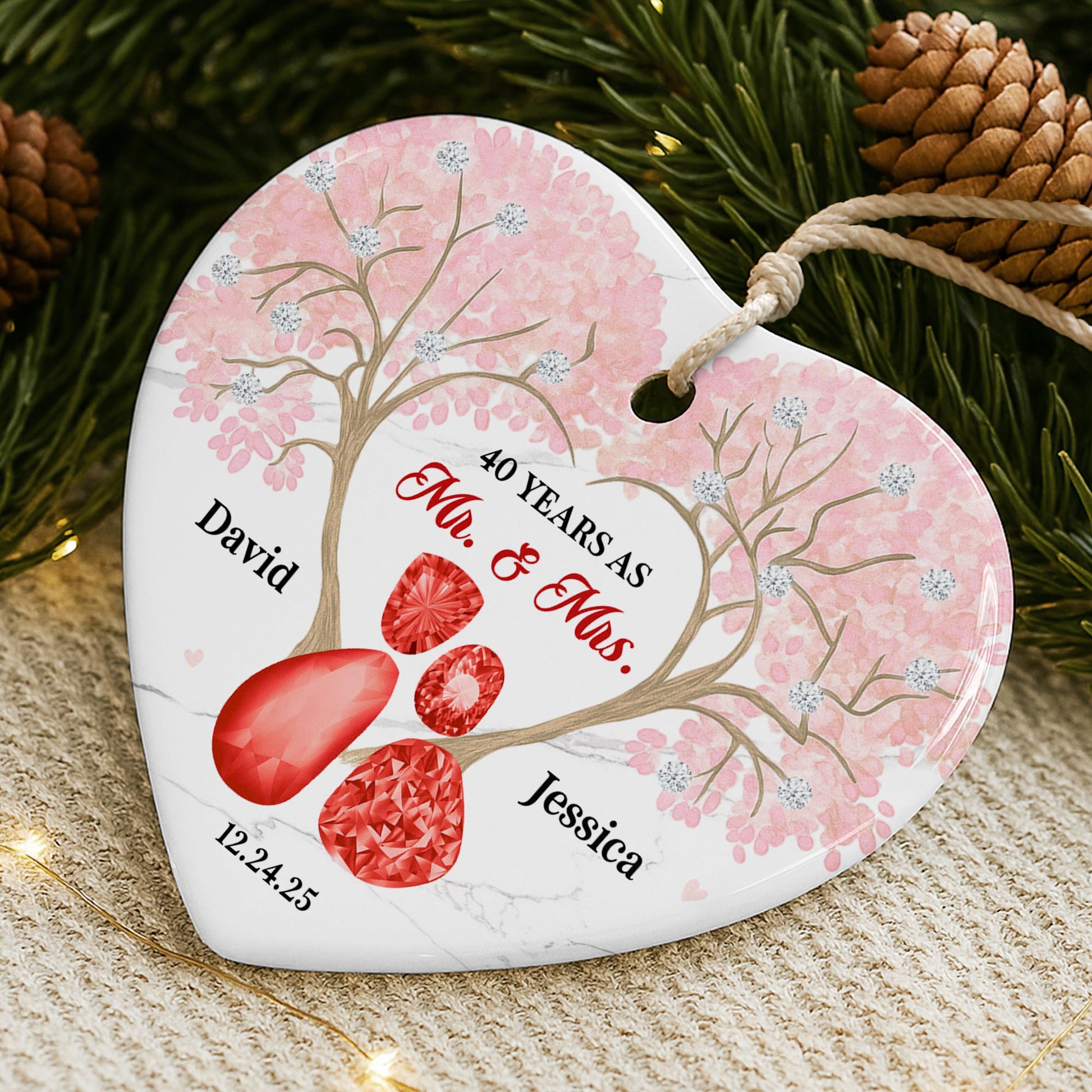 40 Years As Mr And Mrs, Heart And Flowers