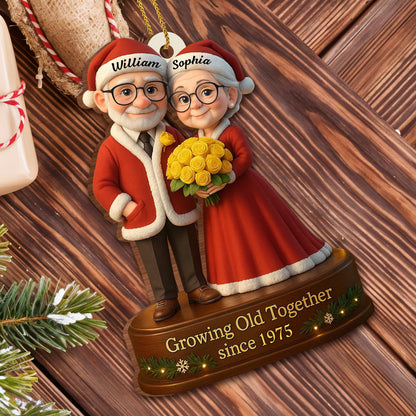 Growing Old Together, Elderly Couple With Yellow Roses