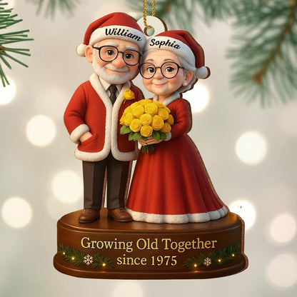 Growing Old Together, Elderly Couple With Yellow Roses