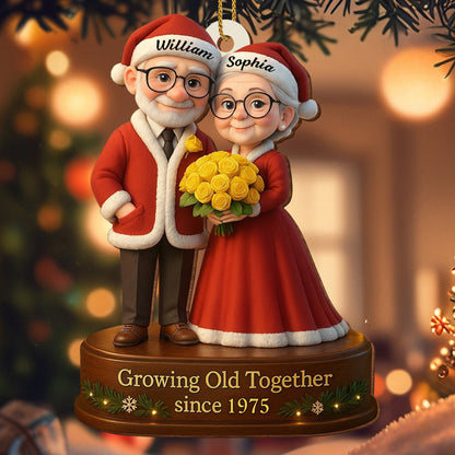 Growing Old Together, Elderly Couple With Yellow Roses