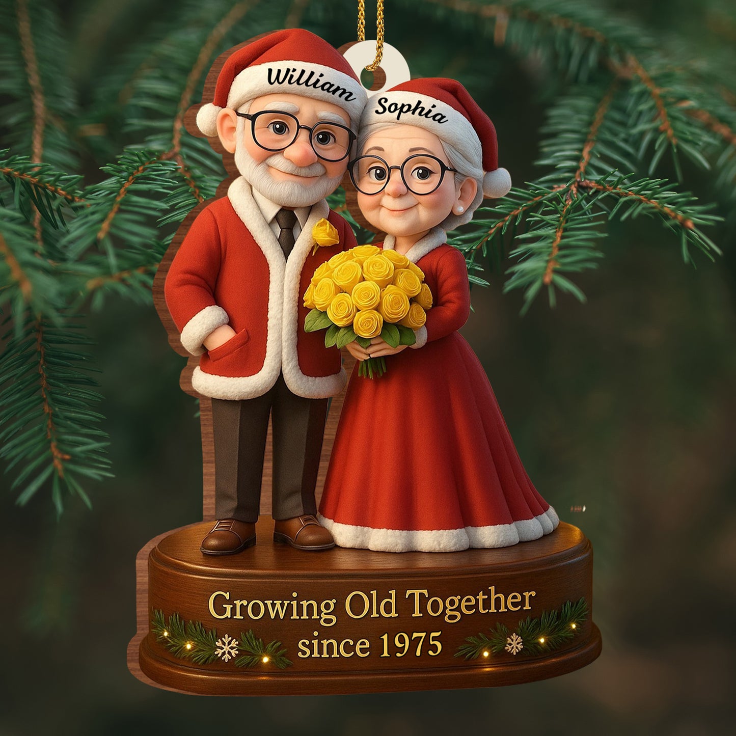Growing Old Together, Elderly Couple With Yellow Roses