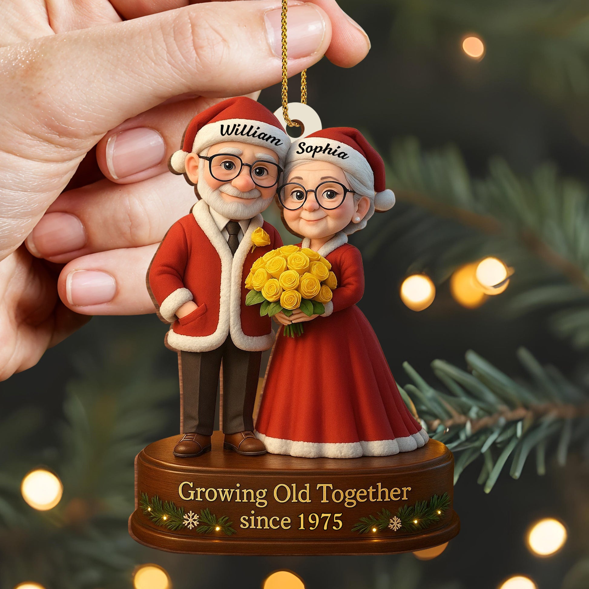 Growing Old Together, Elderly Couple With Yellow Roses