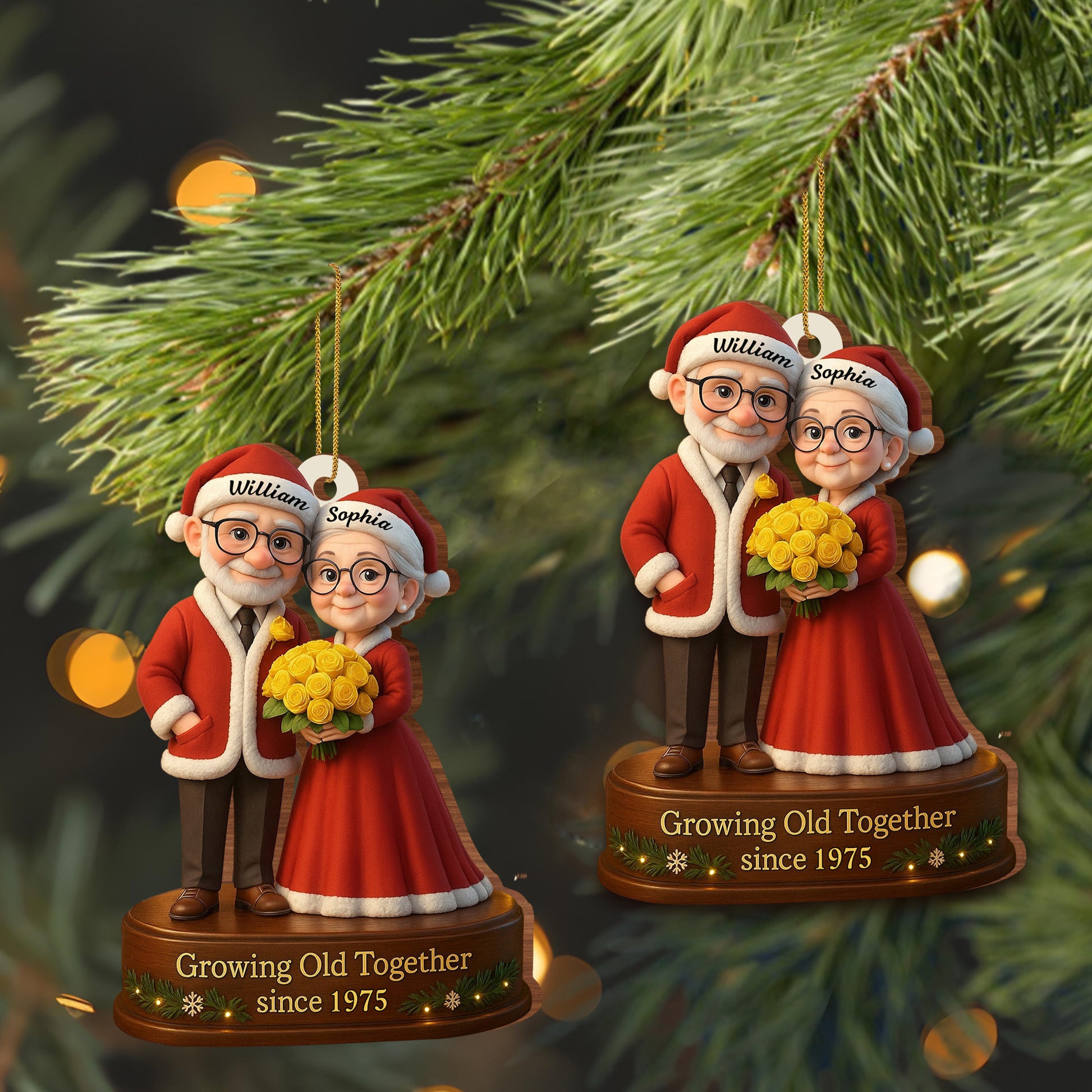 Growing Old Together, Elderly Couple With Yellow Roses