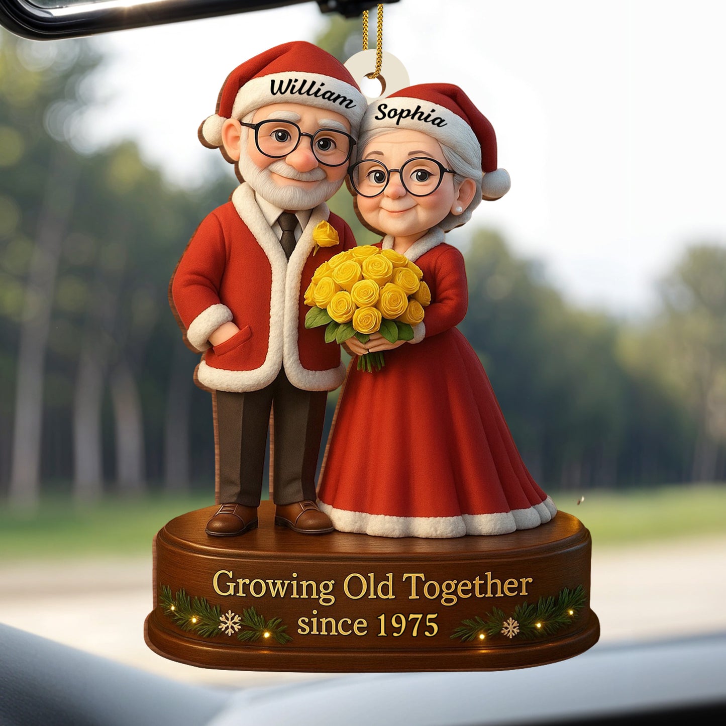 Growing Old Together, Elderly Couple With Yellow Roses