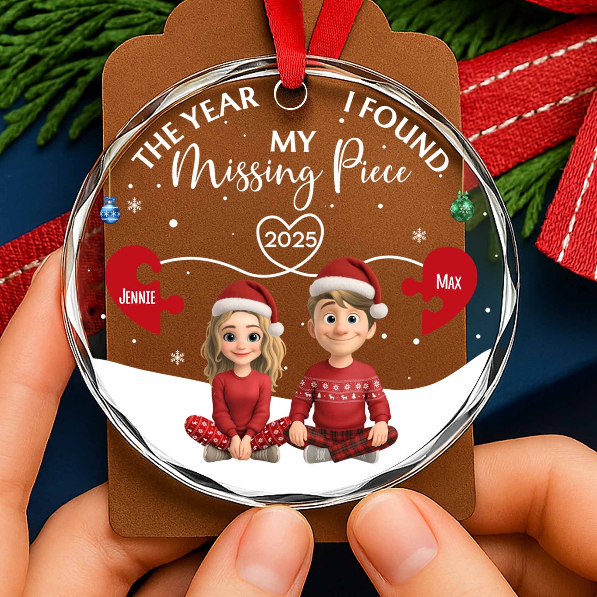 The Year I Found My Missing Piece, Cartoon Couple With Christmas Hats