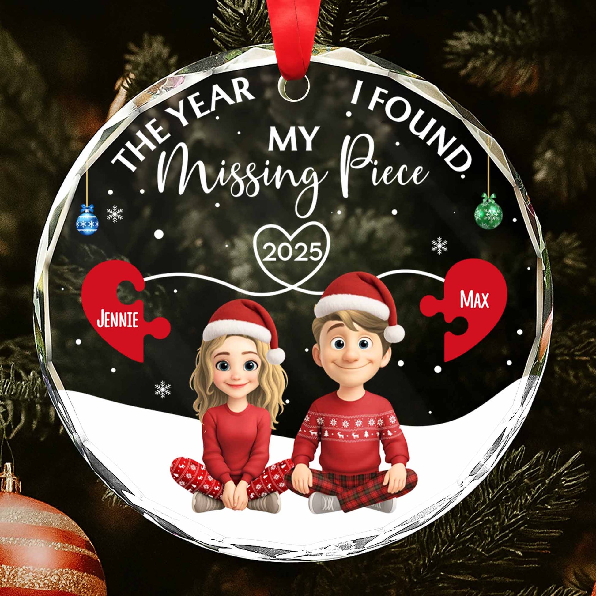 The Year I Found My Missing Piece, Cartoon Couple With Christmas Hats