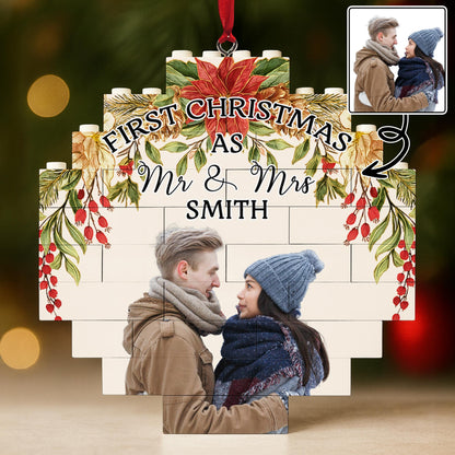 First Christmas As Mr. & Mr. With Poinsettias And Holly Berries