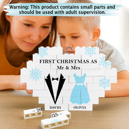 First Christmas As Mr & Mr With Snowflakes And Tuxedos - Personalized Custom Heart Puzzle Ornament - CPL821_HBO
